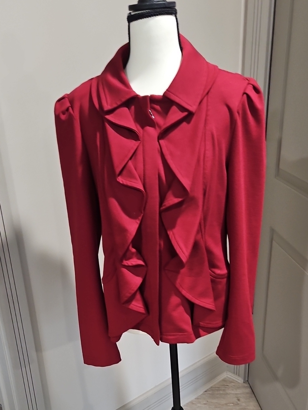 Apt. 9 Ruffle Front Blazer - Deep Red